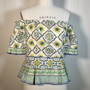 Antonio Melani Kira Majolica Dolce & Gabbana Inspired Off Shoulder Top Size 14